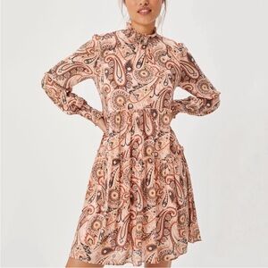 Anthropologie Pink Ruffled Smocked Dress